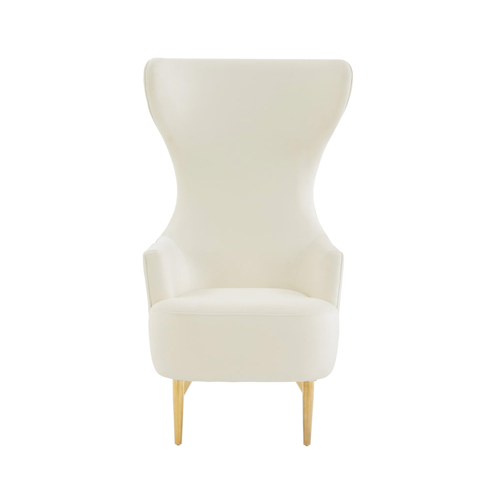 Julia Performance Velvet Channel Tufted Wingback Accent Chair by Inspire Me! Home Decor - Cream