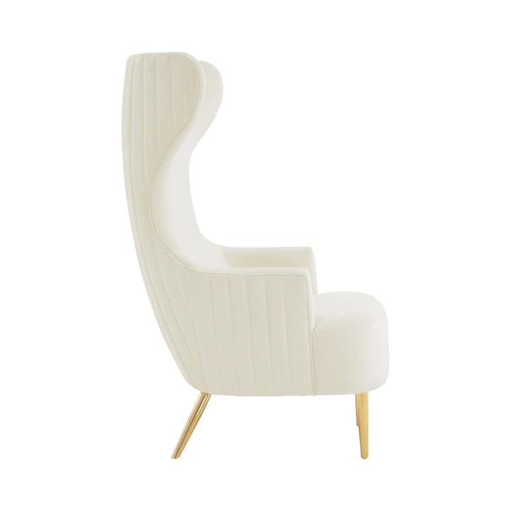 Julia Performance Velvet Channel Tufted Wingback Accent Chair by Inspire Me! Home Decor - Cream