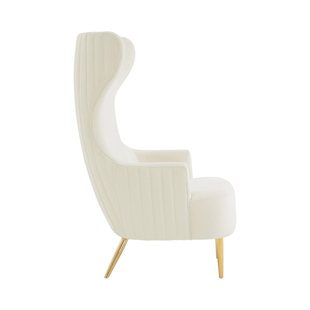 Julia Performance Velvet Channel Tufted Wingback Accent Chair by Inspire Me! Home Decor