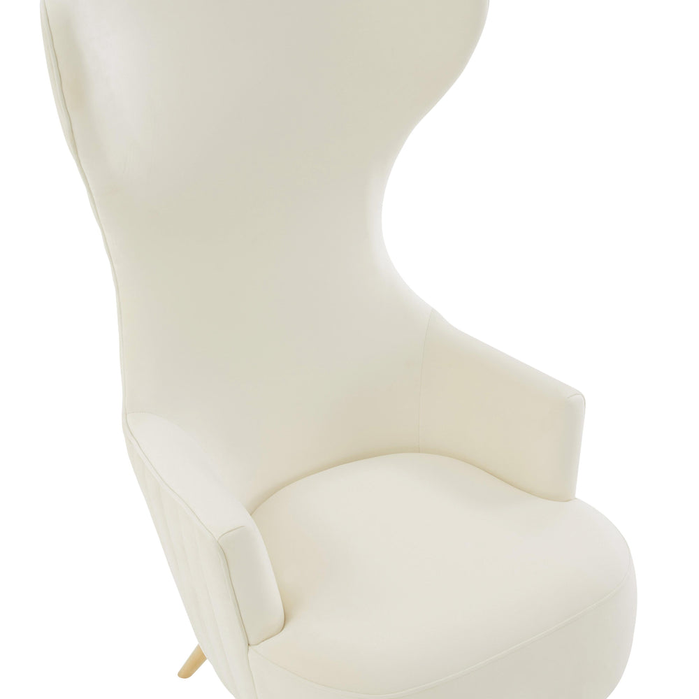 Julia Performance Velvet Channel Tufted Wingback Accent Chair by Inspire Me! Home Decor - Cream