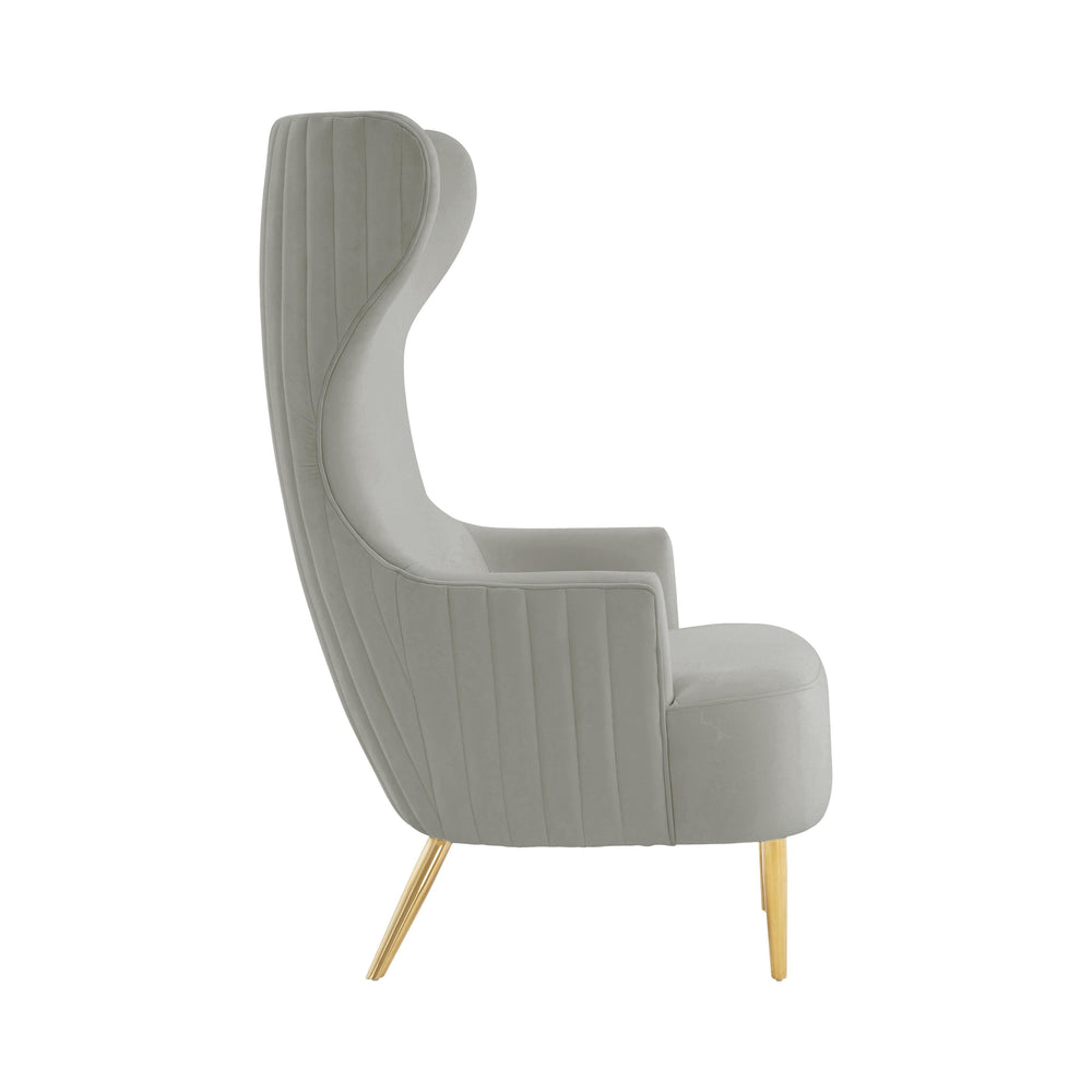 Julia Performance Velvet Channel Tufted Wingback Accent Chair by Inspire Me! Home Decor
