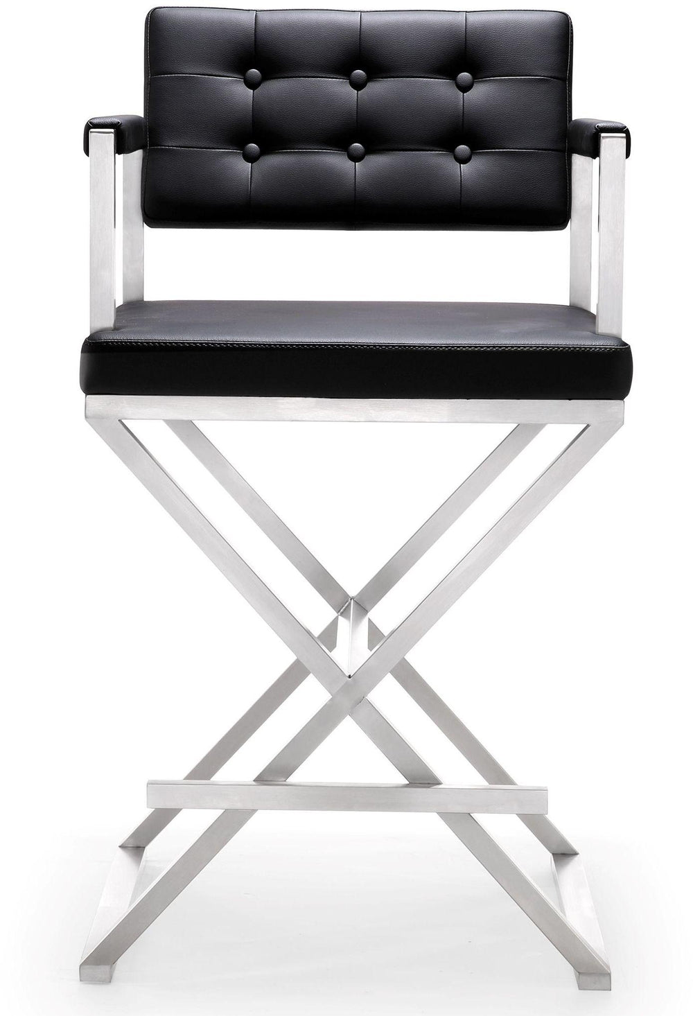 Director Performance Vegan Leather Stool with Silver Base