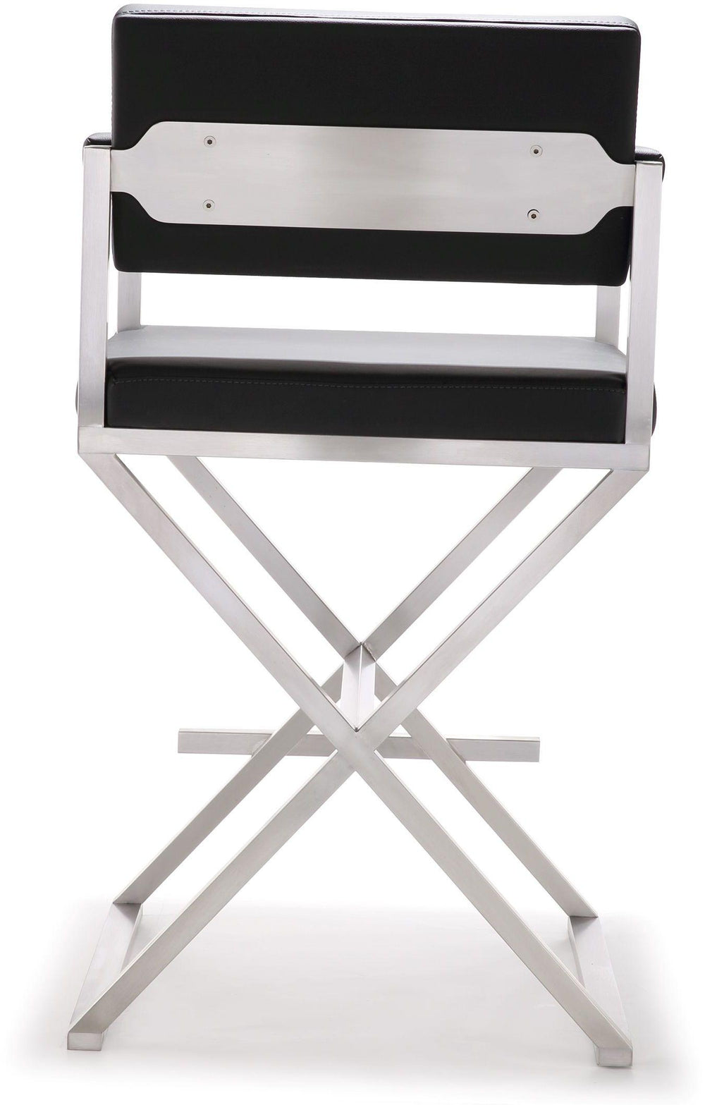 Director Performance Vegan Leather Stool with Silver Base