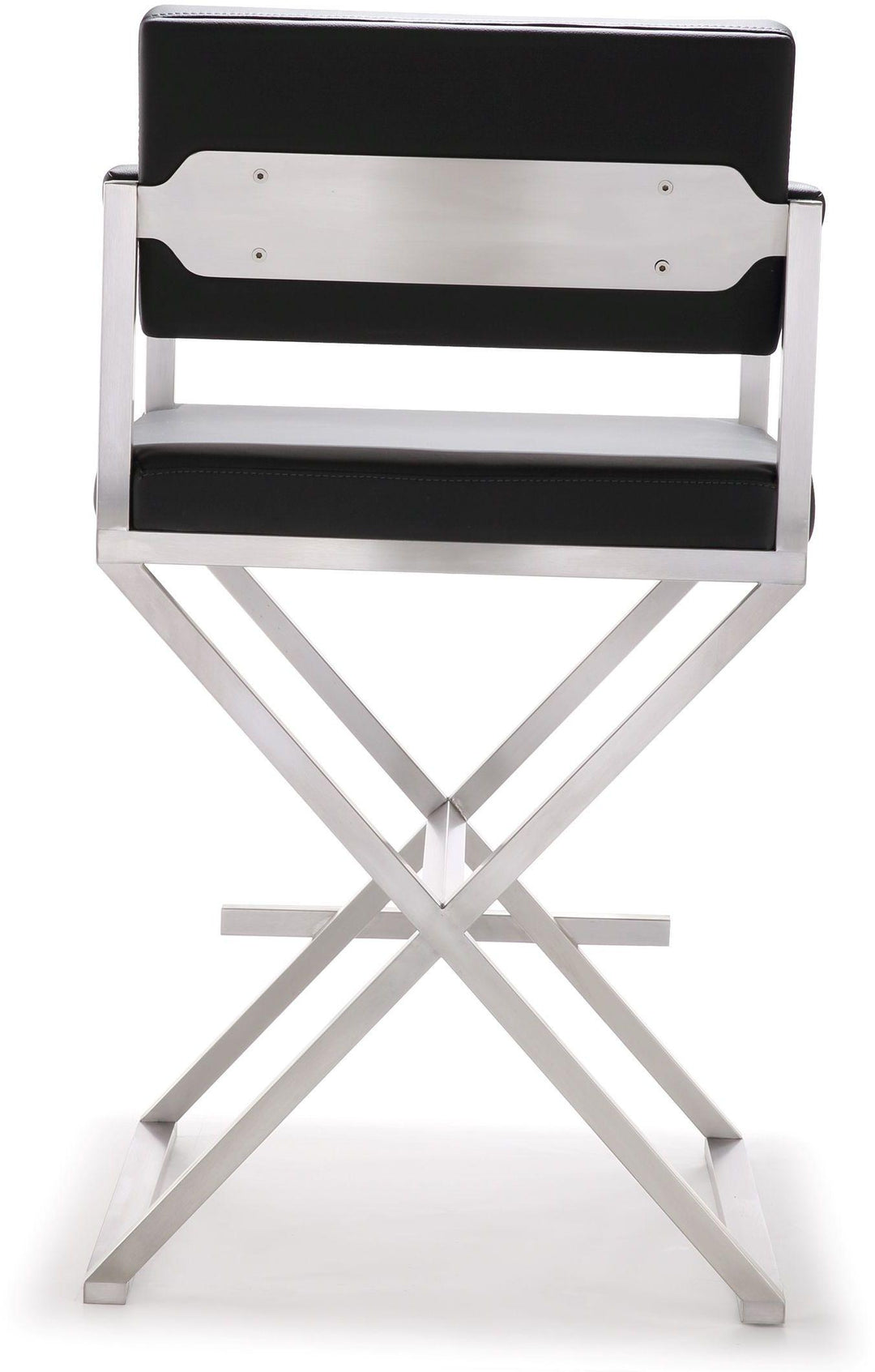 Director Black Performance Vegan Leather Counter Stool with Silver Base
