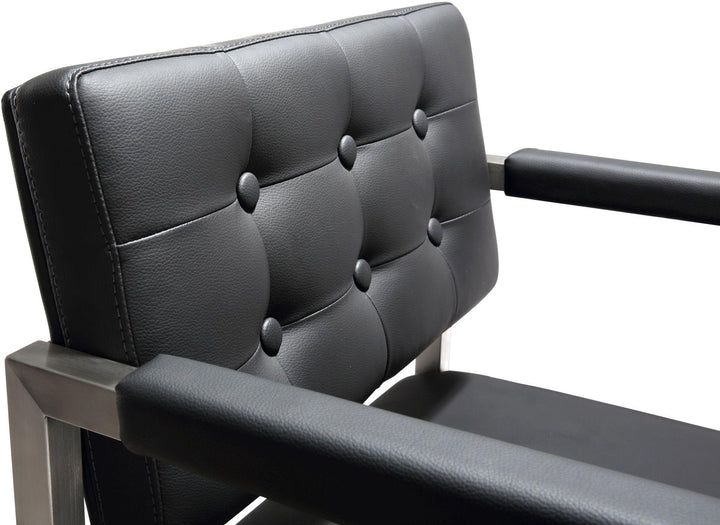 Director Black Performance Vegan Leather Counter Stool with Silver Base