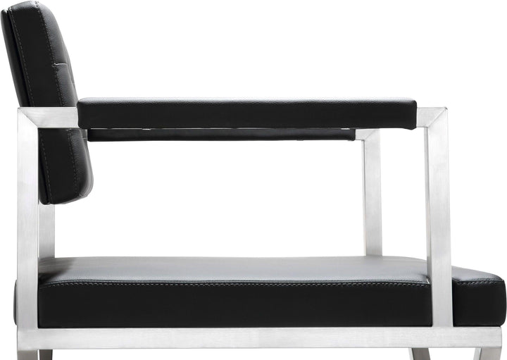 Director Black Performance Vegan Leather Counter Stool with Silver Base