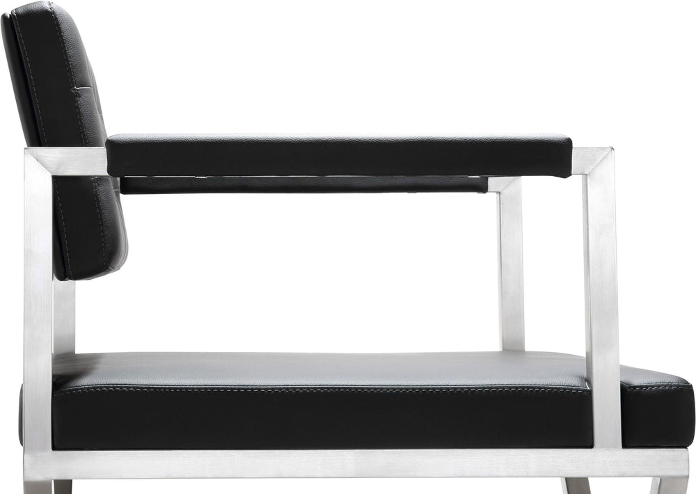 Director Performance Vegan Leather Stool with Silver Base