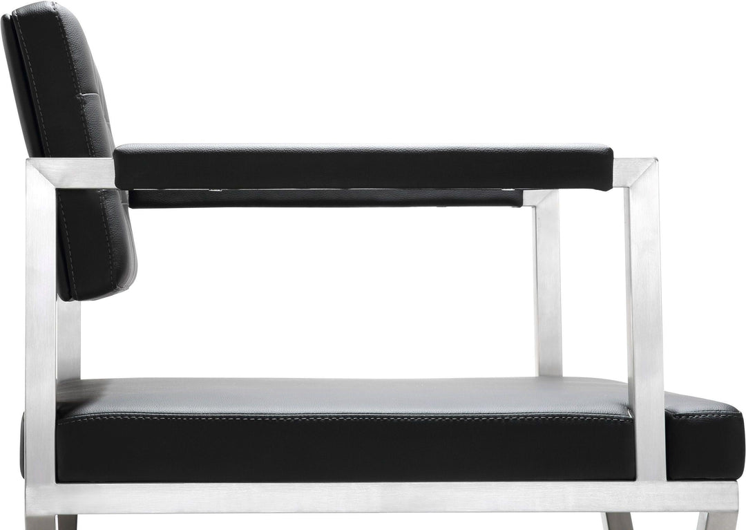 Director Black Performance Vegan Leather Counter Stool with Silver Base