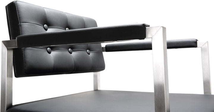 Director Black Performance Vegan Leather Counter Stool with Silver Base