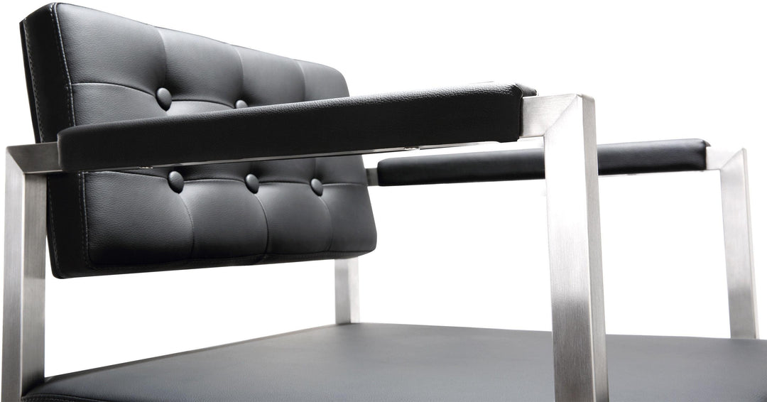 Director Black Performance Vegan Leather Counter Stool with Silver Base
