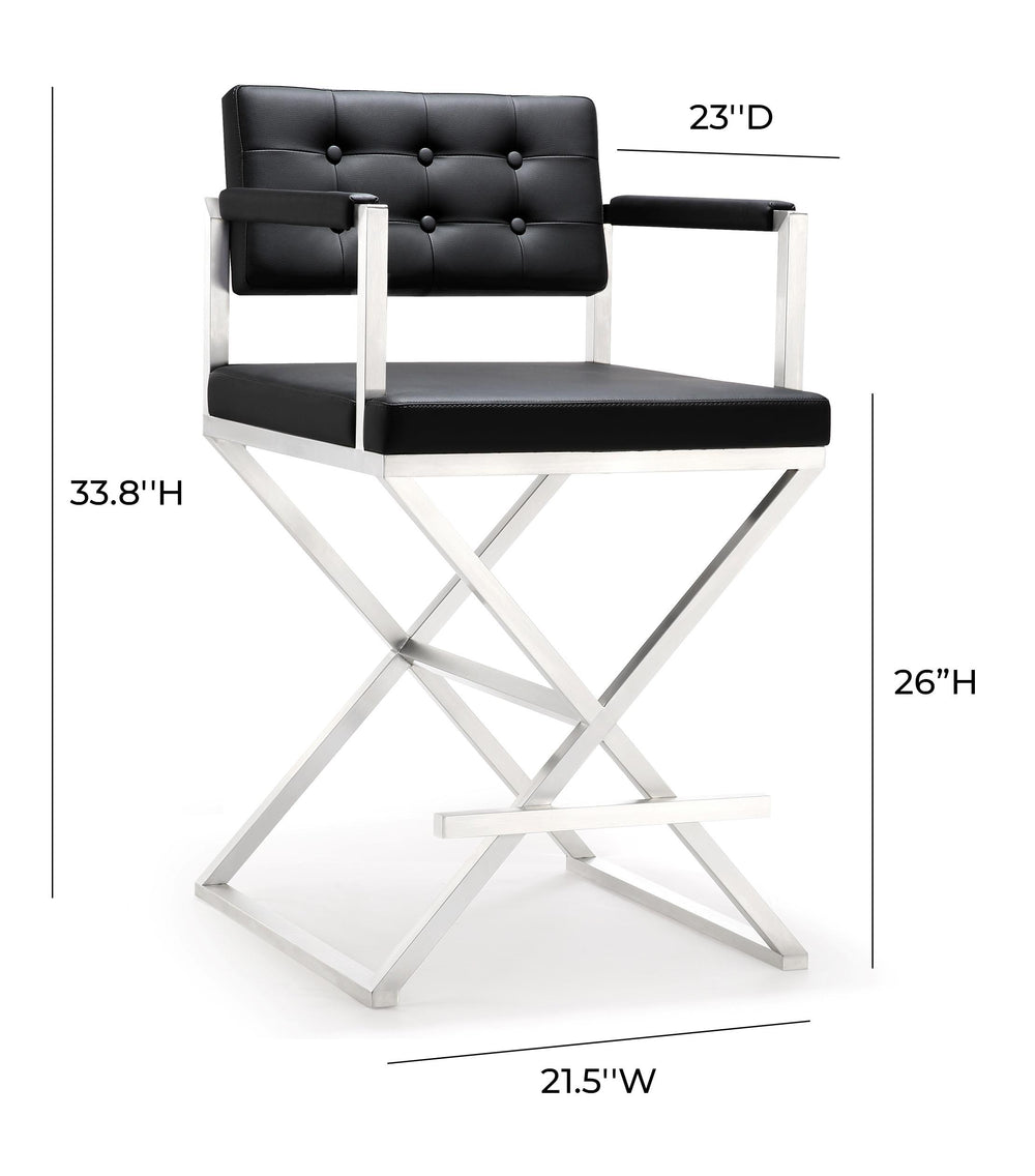 Director Performance Vegan Leather Stool with Silver Base