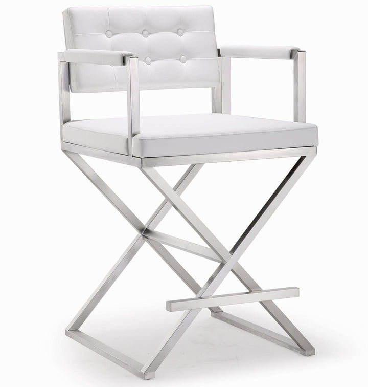 Director Performance Vegan Leather Stool with Silver Base