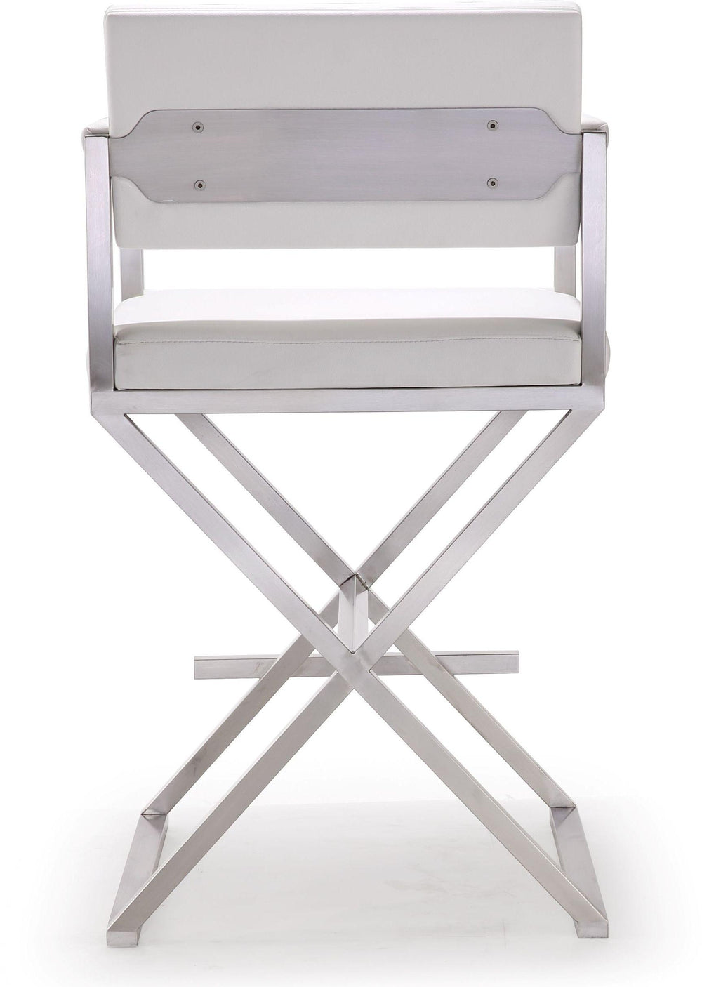 Director White Performance Vegan Leather Counter Stool with Silver Base