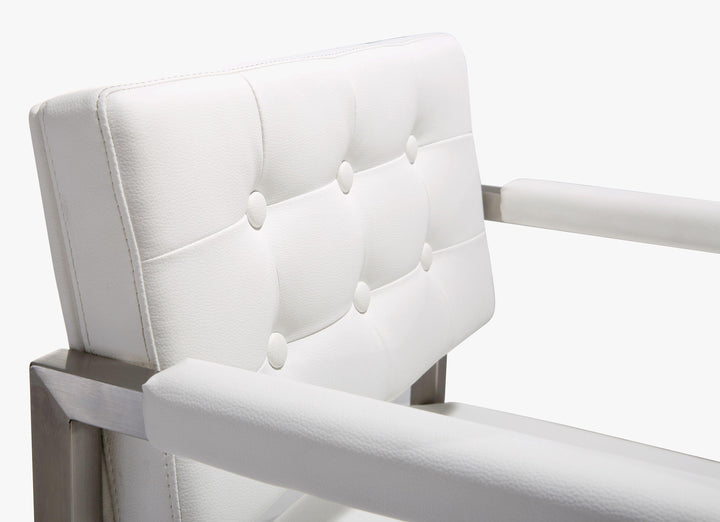 Director White Performance Vegan Leather Counter Stool with Silver Base