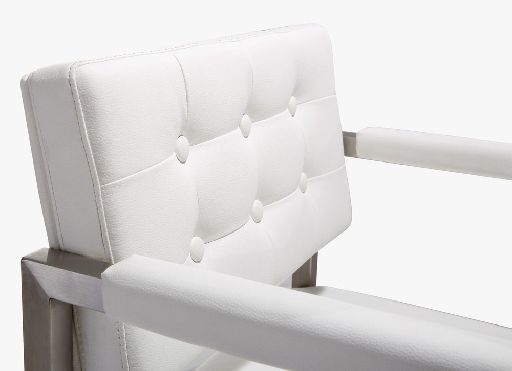 Director White Performance Vegan Leather Counter Stool with Silver Base
