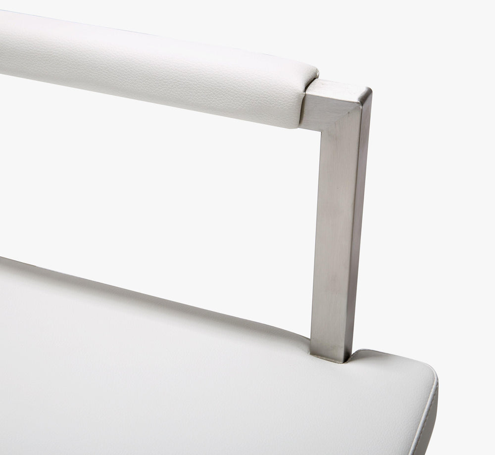 Director White Performance Vegan Leather Counter Stool with Silver Base