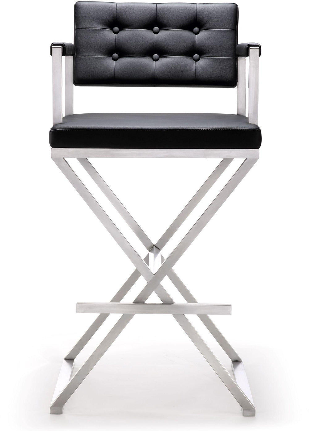 Director Performance Vegan Leather Stool with Silver Base