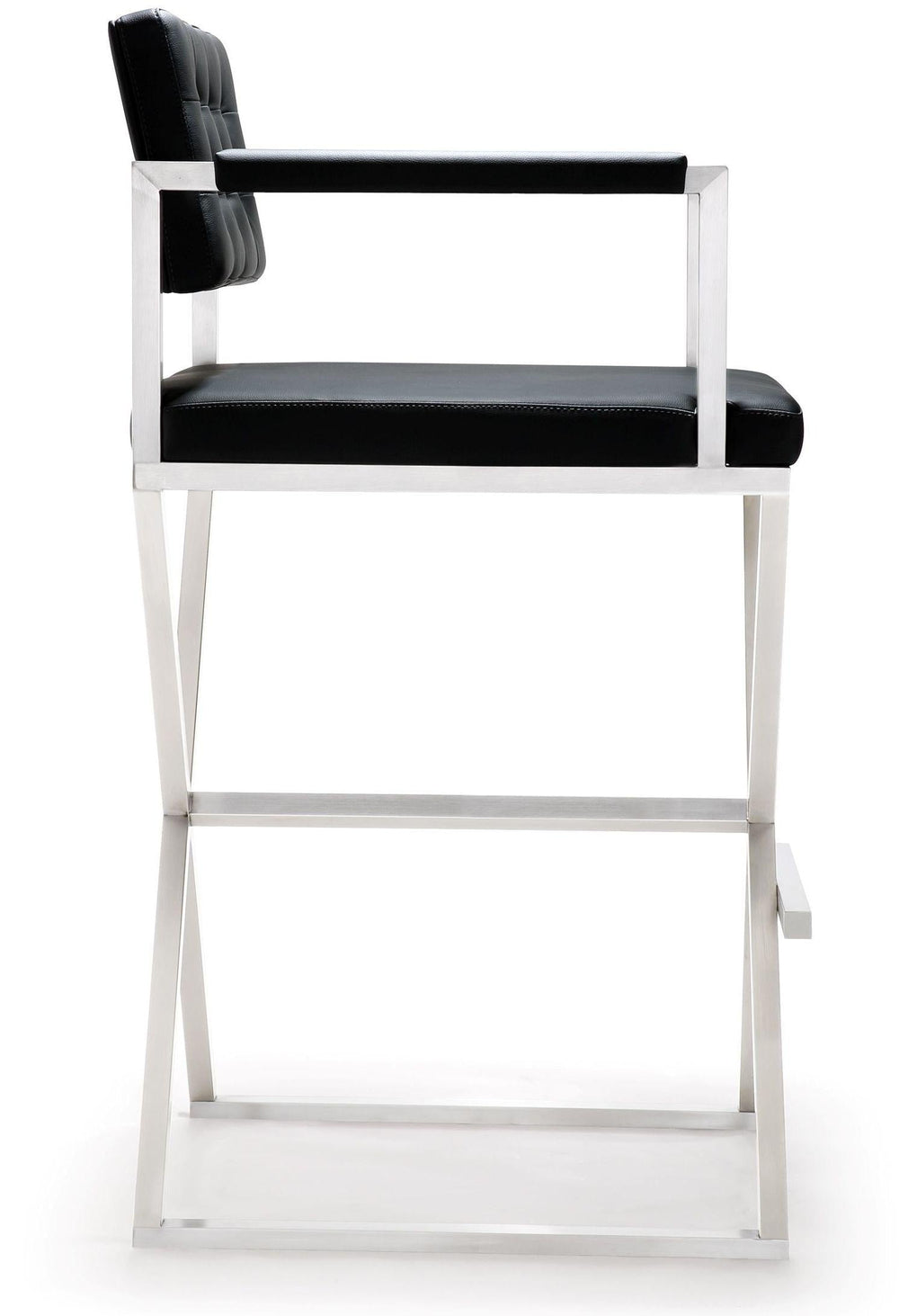 Director Performance Vegan Leather Stool with Silver Base