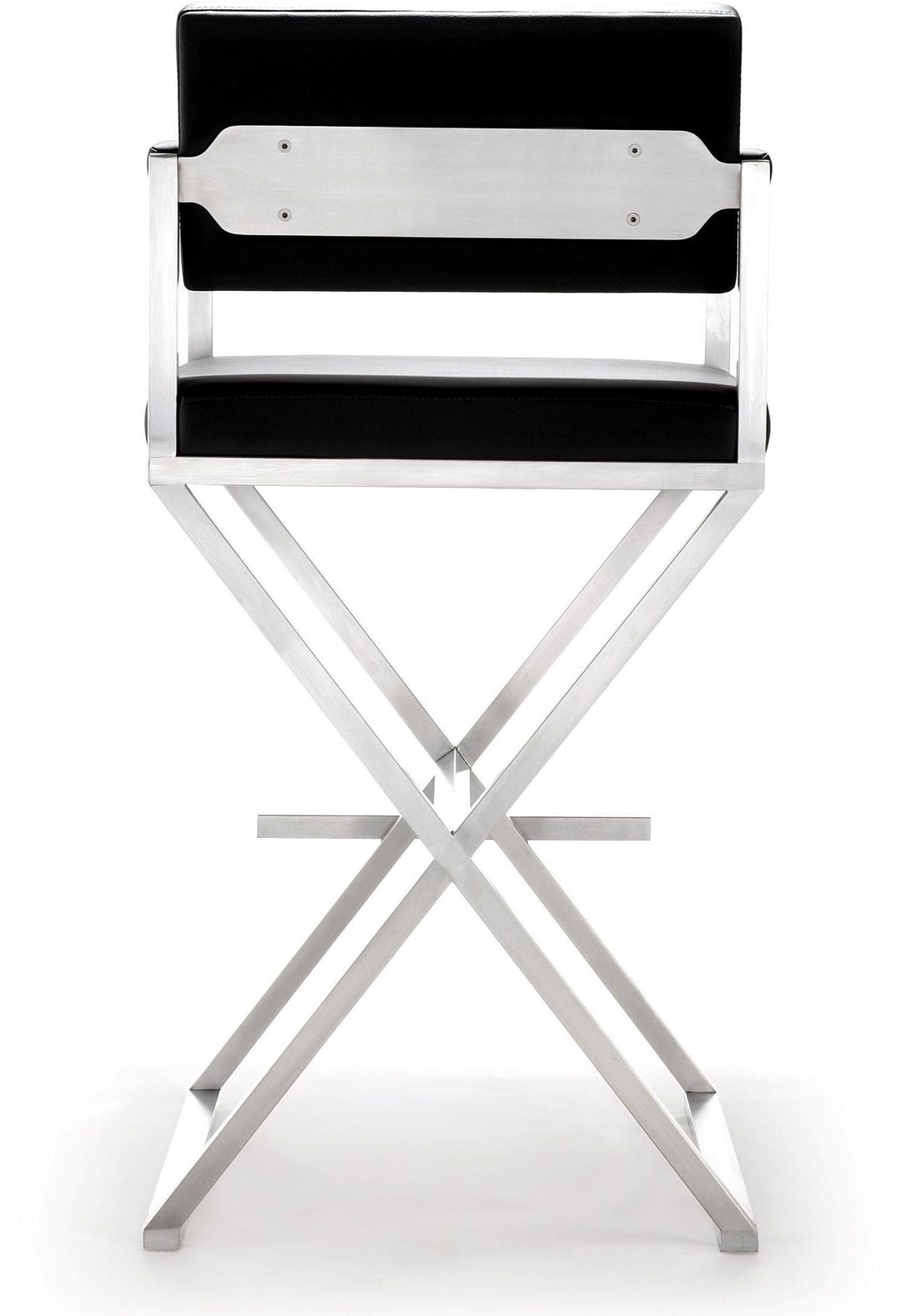 Director Black Performance Vegan Leather Bar Stool with Silver Base