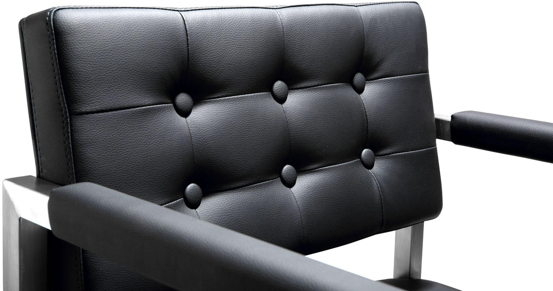 Director Black Performance Vegan Leather Bar Stool with Silver Base