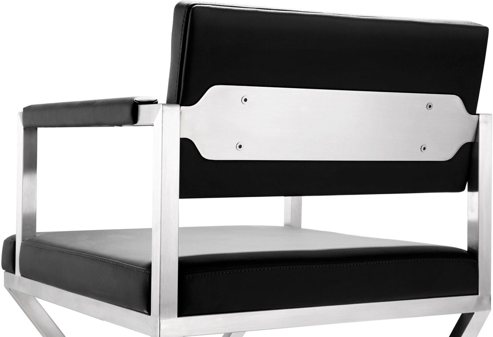 Director Performance Vegan Leather Stool with Silver Base