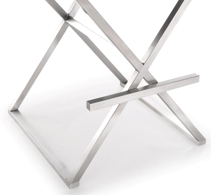 Director Black Performance Vegan Leather Bar Stool with Silver Base