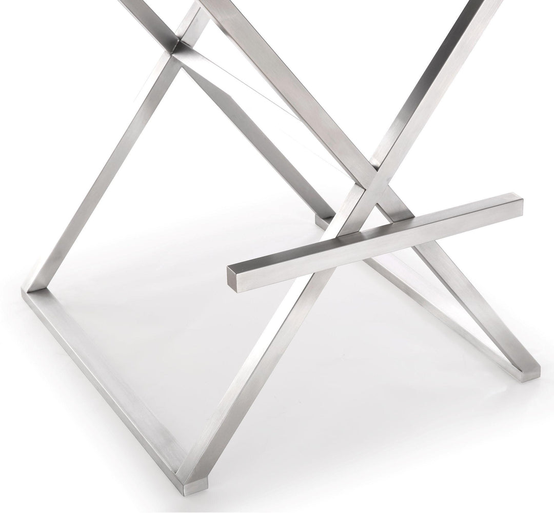 Director Black Performance Vegan Leather Bar Stool with Silver Base