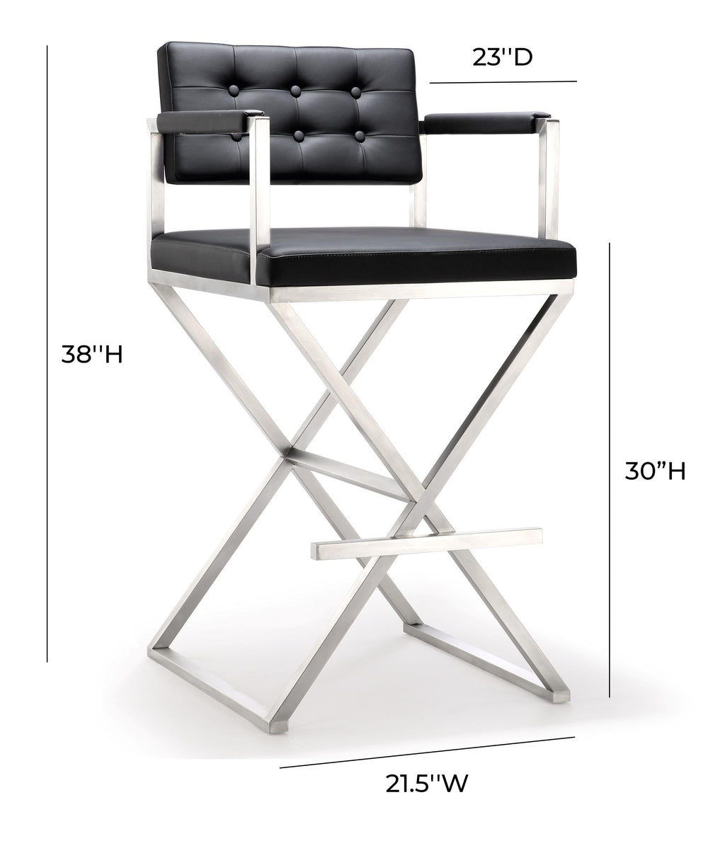 Director Performance Vegan Leather Stool with Silver Base
