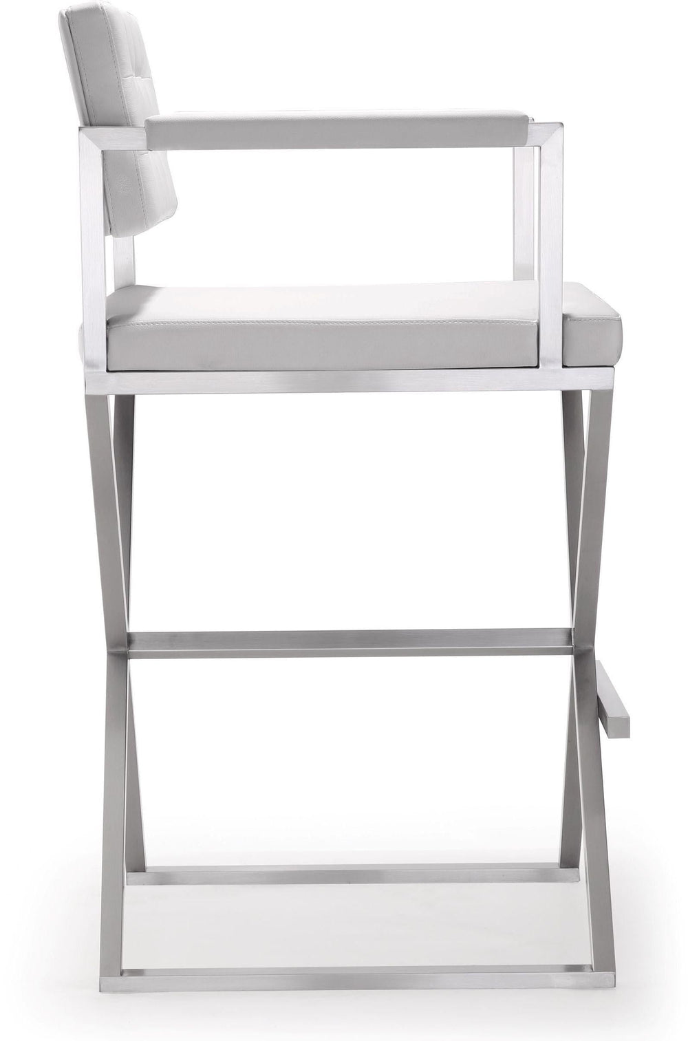 Director Performance Vegan Leather Stool with Silver Base