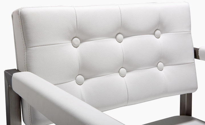 Director White Performance Vegan Leather Bar Stool with Silver Base