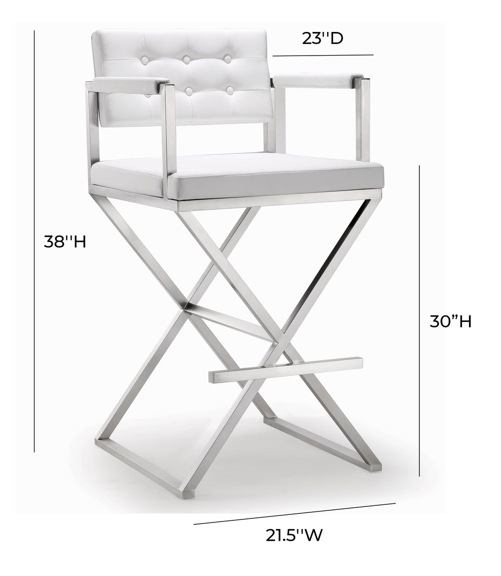 Director Performance Vegan Leather Stool with Silver Base