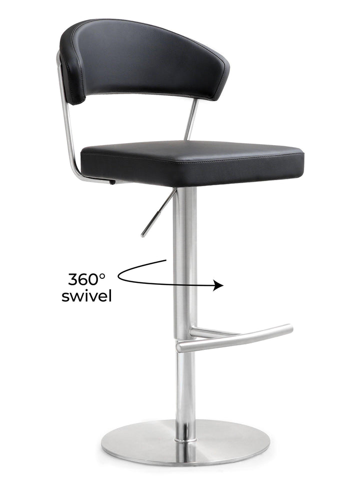 Cosmo Black Performance Vegan Leather Adjustable Stool