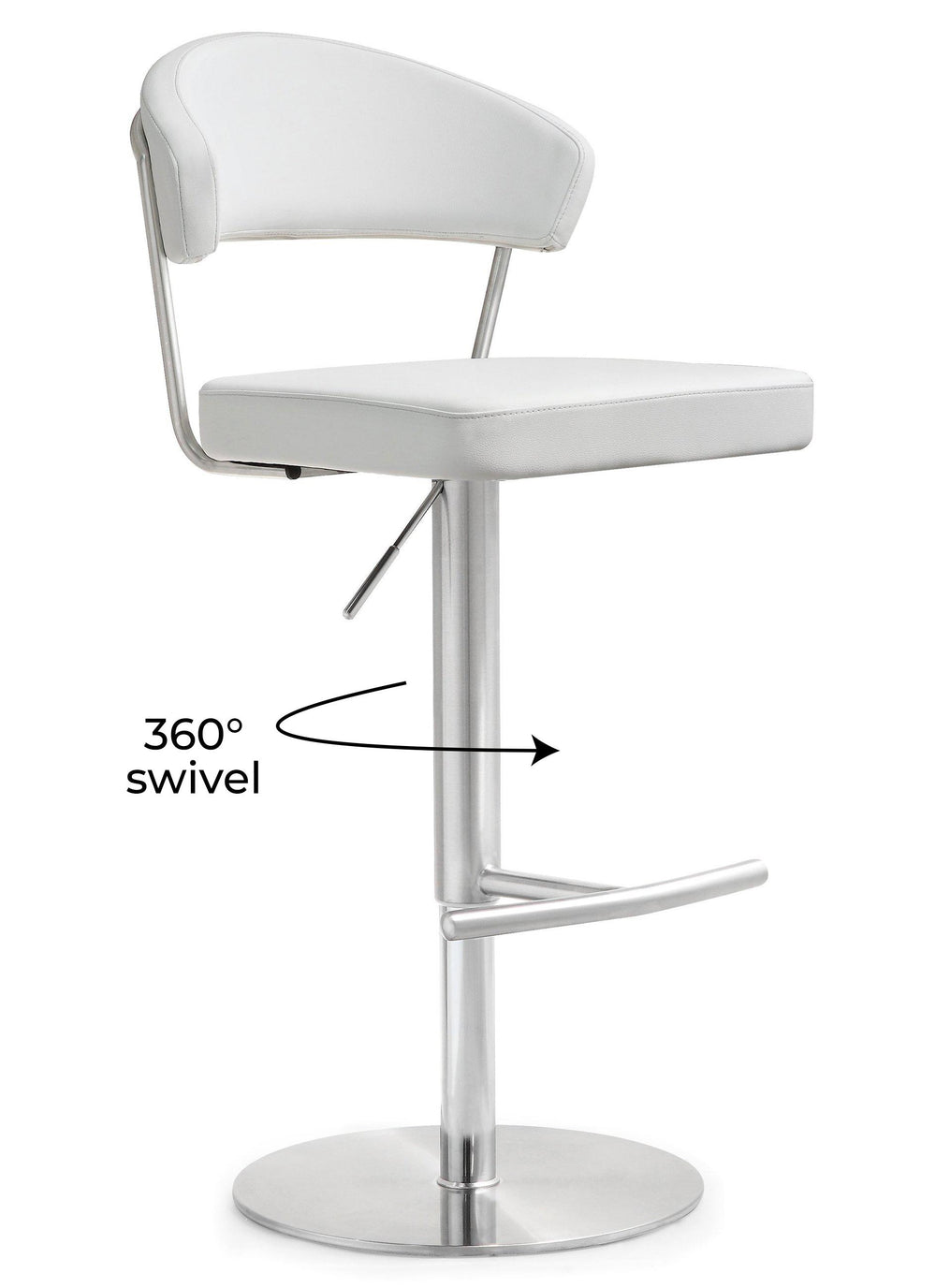 Cosmo White Performance Vegan Leather Adjustable Stool