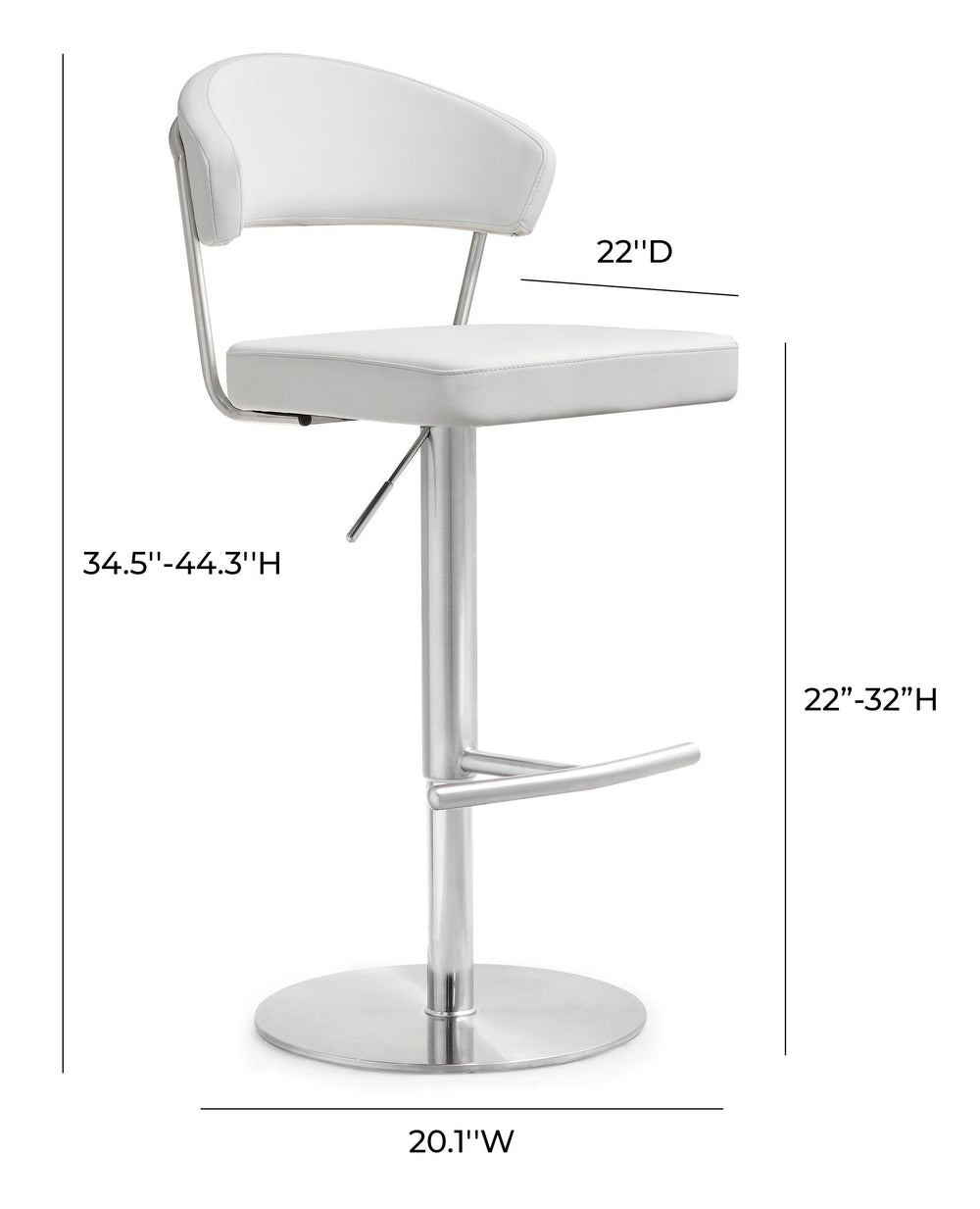 Cosmo White Performance Vegan Leather Adjustable Stool