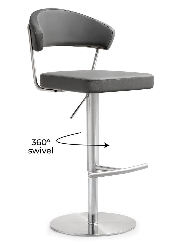 Cosmo Grey Performance Vegan Leather Adjustable Stool