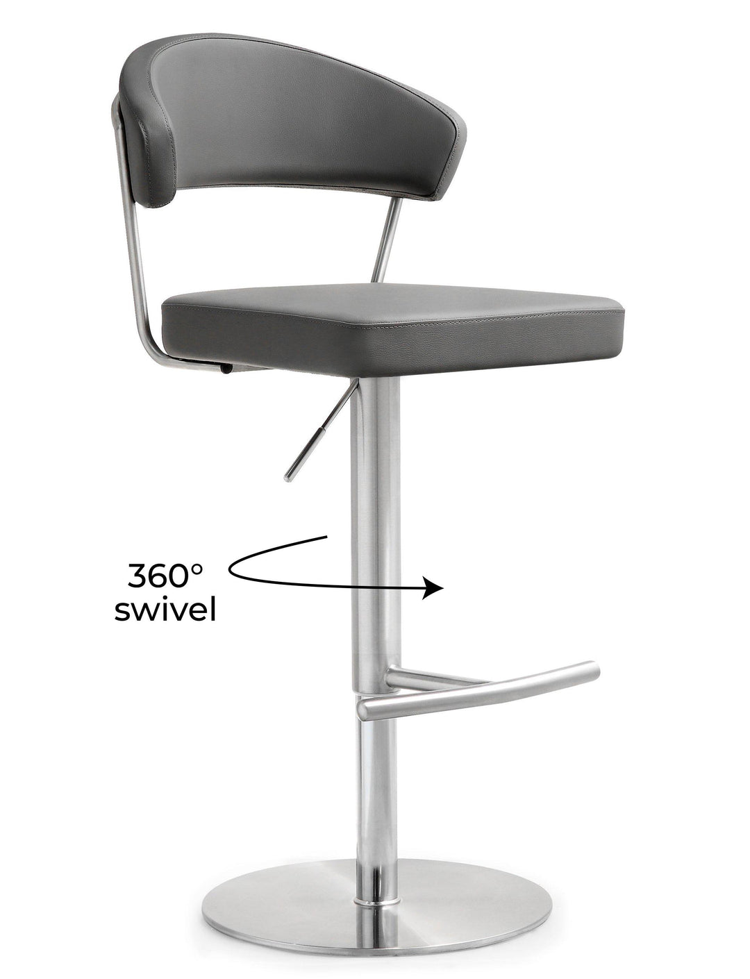 Cosmo Grey Performance Vegan Leather Adjustable Stool