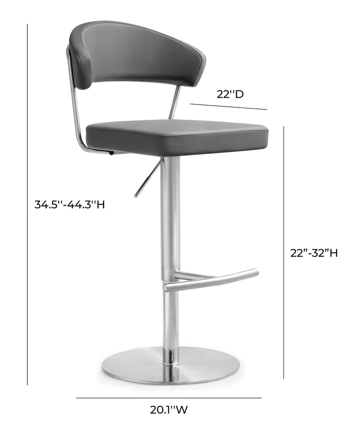 Cosmo Grey Performance Vegan Leather Adjustable Stool
