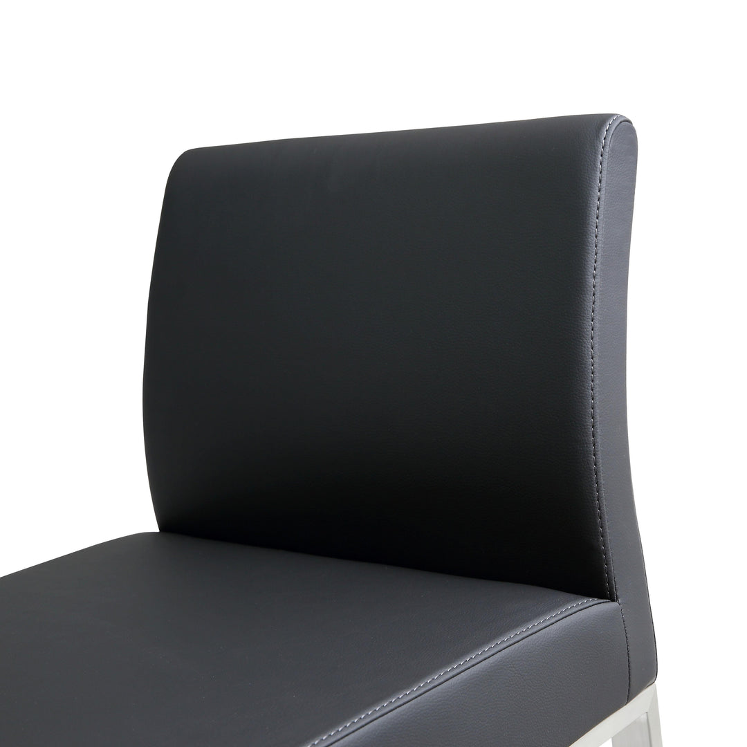 Denmark Black Performance Vegan Leather Counter Stool with Silver Base - Set of 2