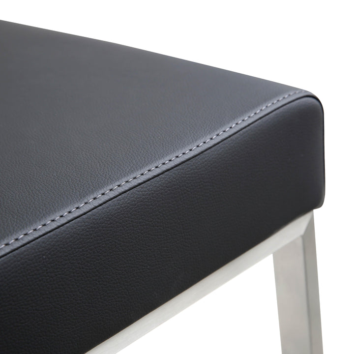 Denmark Black Performance Vegan Leather Counter Stool with Silver Base - Set of 2