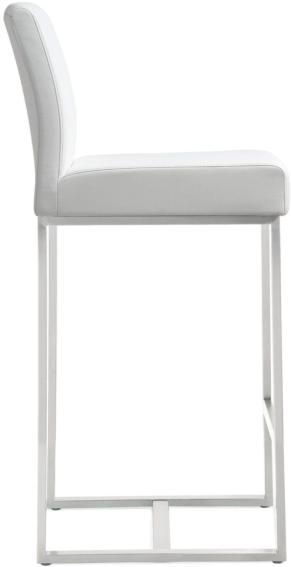 Denmark White Performance Vegan Leather Counter Stool with Silver Base - Set of 2