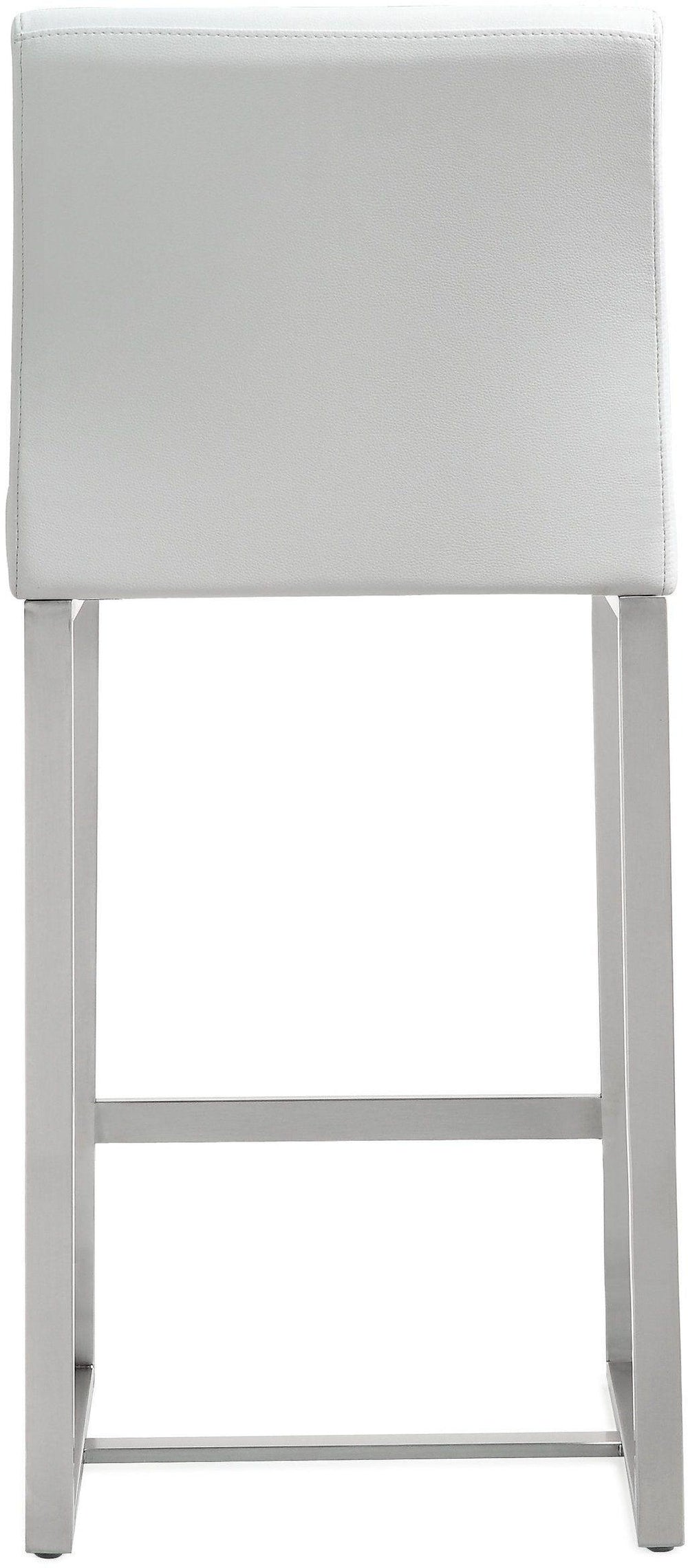 Denmark White Performance Vegan Leather Counter Stool with Silver Base - Set of 2