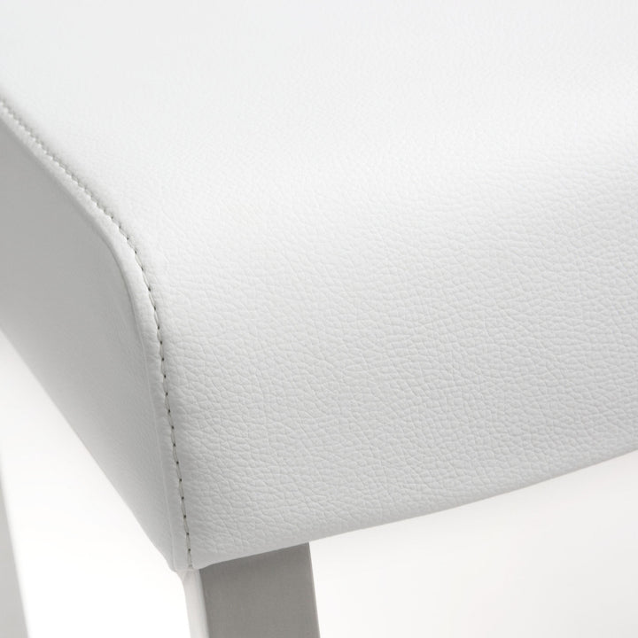 Denmark White Performance Vegan Leather Counter Stool with Silver Base - Set of 2