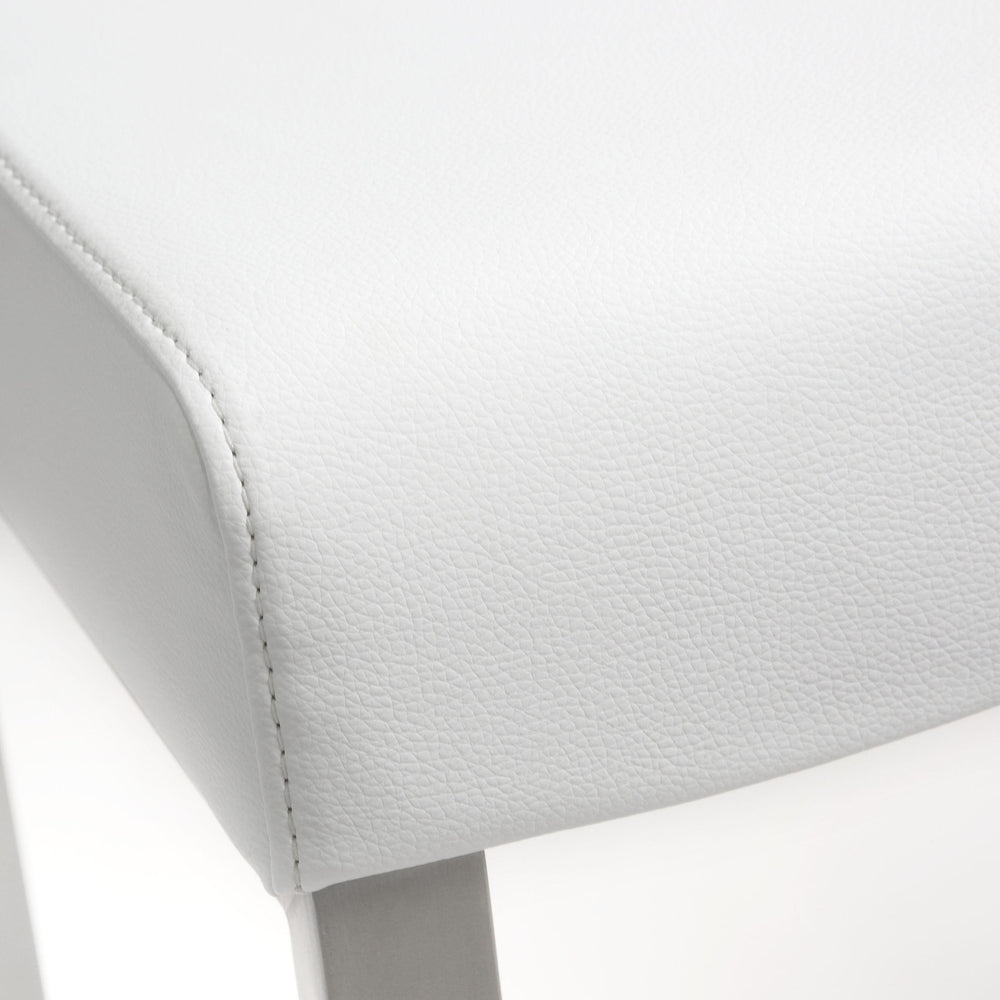 Denmark White Performance Vegan Leather Counter Stool with Silver Base - Set of 2
