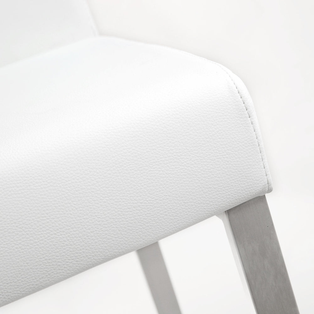 Denmark White Performance Vegan Leather Counter Stool with Silver Base - Set of 2