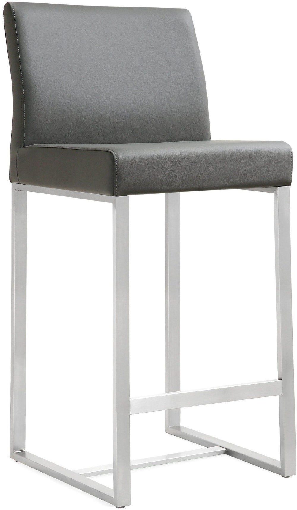 Denmark Grey Performance Vegan Leather Counter Stool with Silver Base - Set of 2