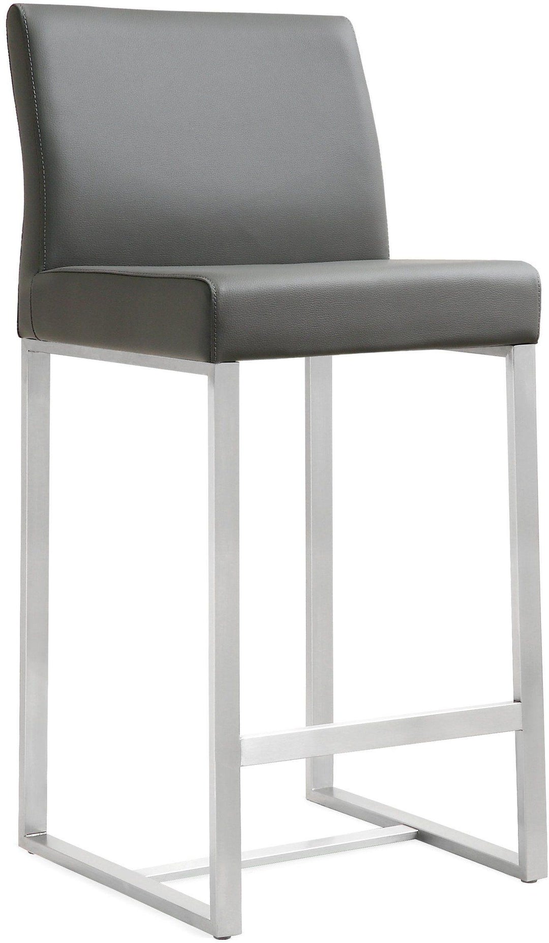 Denmark Grey Performance Vegan Leather Counter Stool with Silver Base - Set of 2