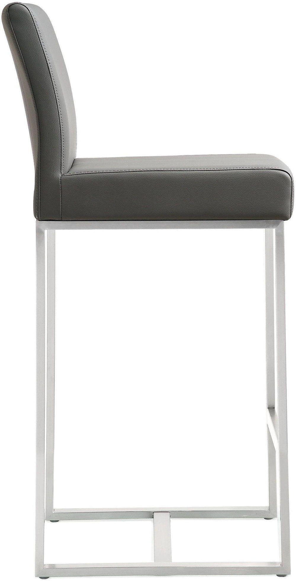 Denmark Grey Performance Vegan Leather Counter Stool with Silver Base - Set of 2