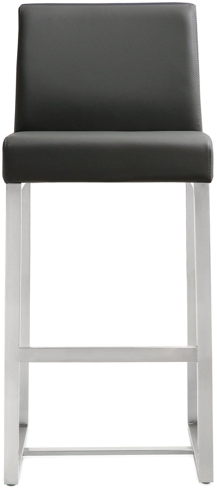 Denmark Grey Performance Vegan Leather Counter Stool with Silver Base - Set of 2