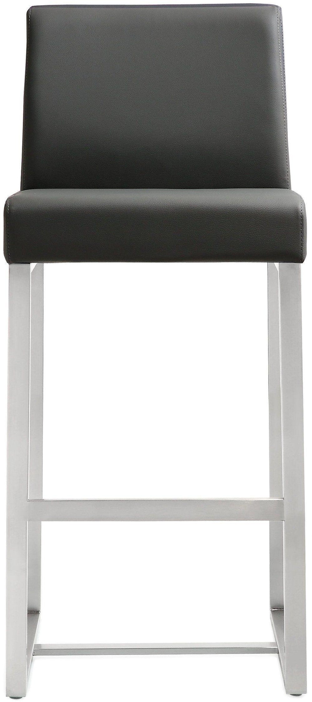 Denmark Grey Performance Vegan Leather Counter Stool with Silver Base - Set of 2