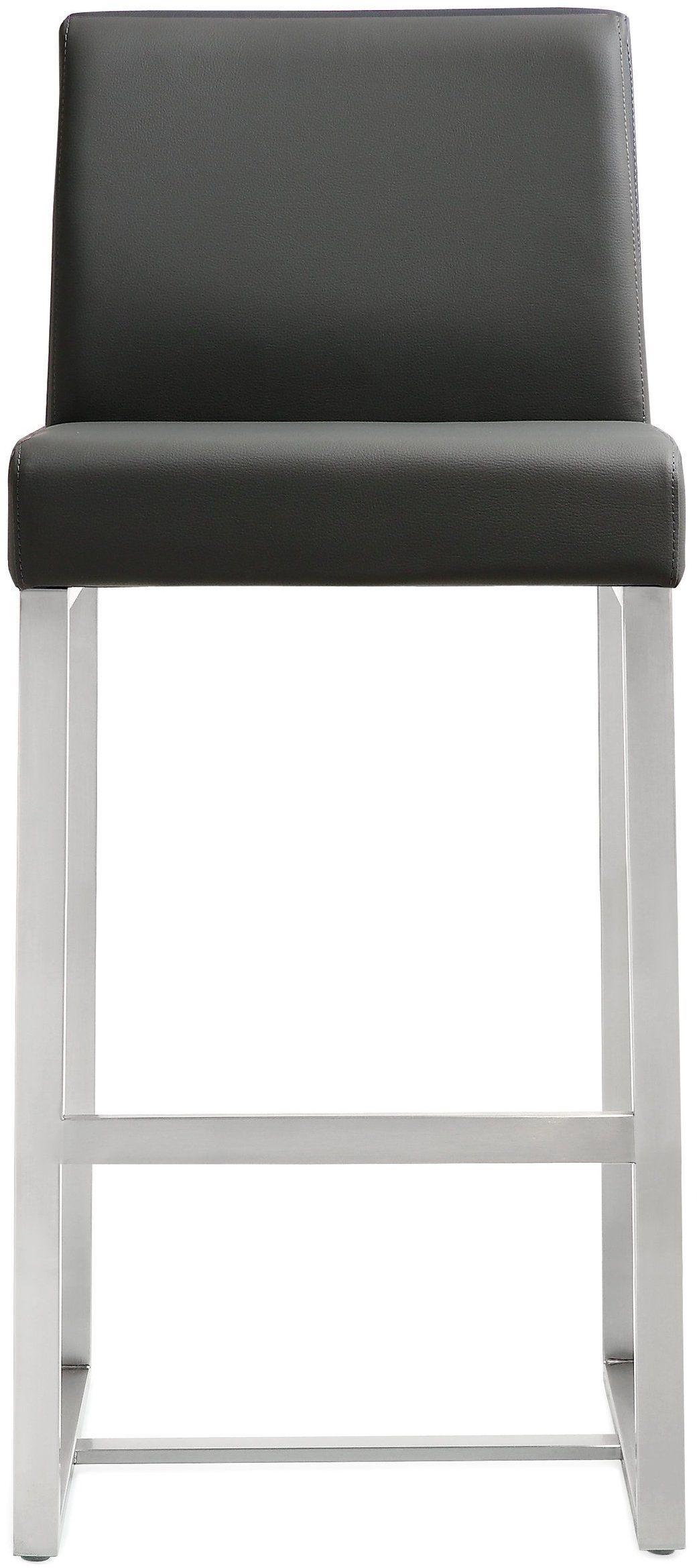Denmark Grey Performance Vegan Leather Counter Stool with Silver Base - Set of 2